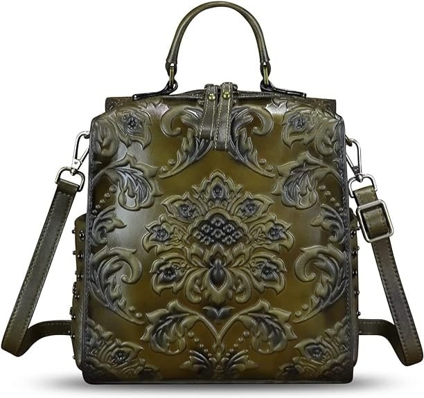 Borsa a tracolla in vera pelle Portafoglio da donna Zaino convertibile Borsa a tracolla in rilievo Borsa a tracolla con manico superiore