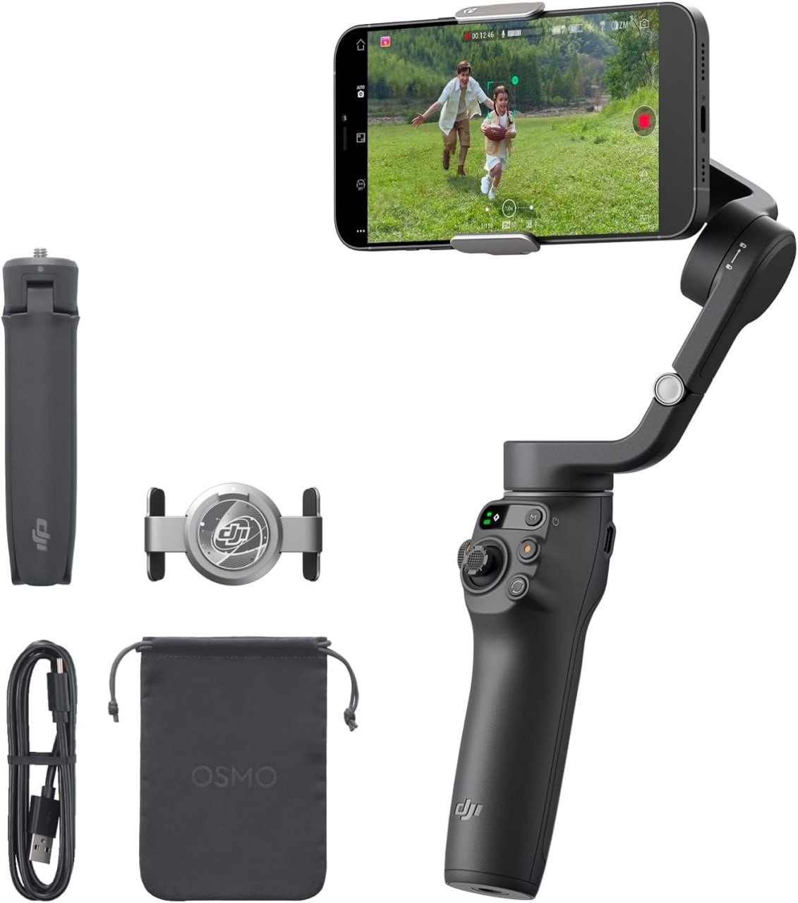 DJI Osmo Mobile 6 Stabilizzatore Gimbal per Smartphone, Gimbal per Telefono Cellulare a 3 Assi, Asta di Prolunga Integrata, Tracciamento Oggetti, Portatile e Pieghevole, Stabilizzatore per Vlogging, Y
