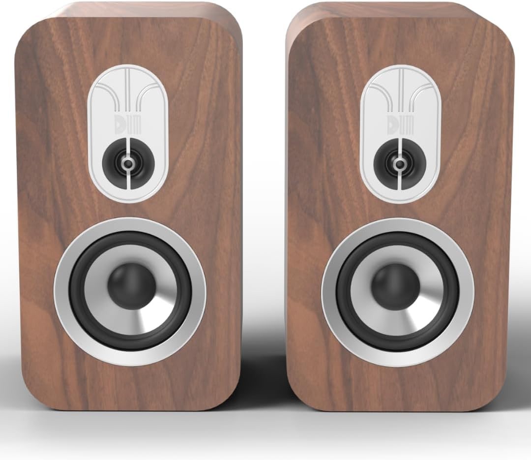 Altoparlanti stereo passivi Dum Audio - Finitura in legno di noce con driver in alluminio da 7", tweeter a cupola in seta da 1", 100 Watt RMS (amplificatore esterno richiesto)