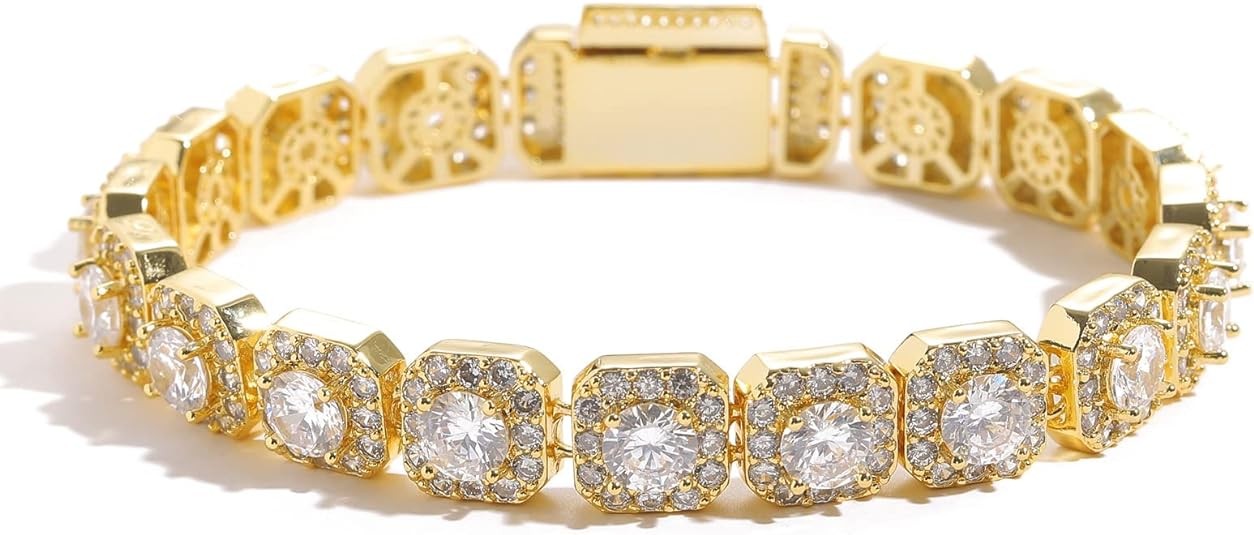 Bracciale da tennis rettangolare Mosonite in oro 18 carati, lussuoso bracciale di bordo con diamante Mosonite taglio rotondo, squisito regalo di gioielli