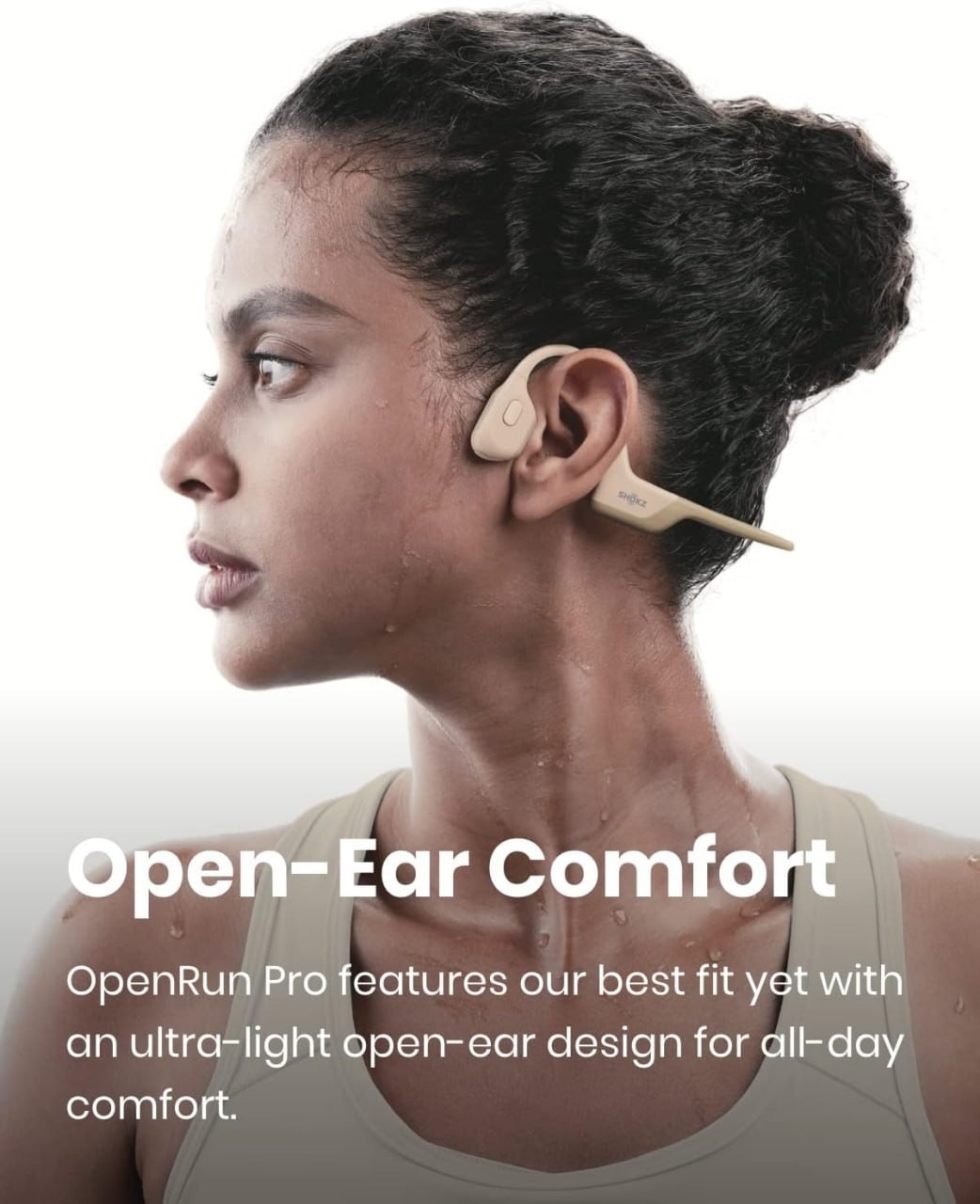 SHOKZ OpenRun Pro – Cuffie sportive Bluetooth aperte a conduzione ossea – Cuffie wireless resistenti al sudore per allenamenti e corsa, Base profonda Premium – Microfono integrato con archetto