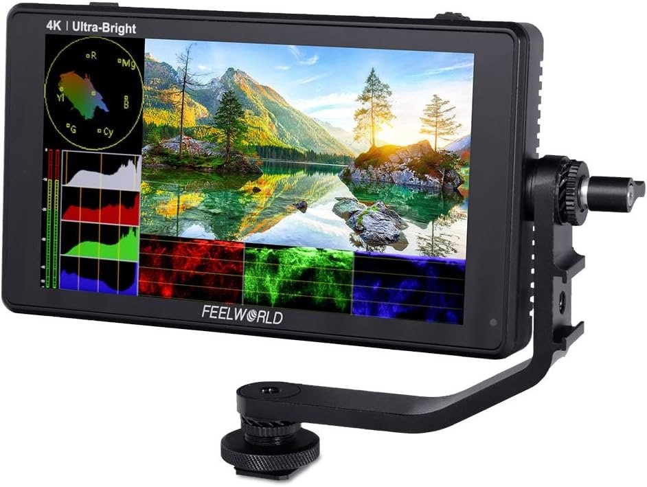 FEELWORLD LUT6 Monitor da campo per fotocamera DSLR touch screen HDR 3D LUT da 6 pollici 2600nits con istogramma a specchio vettoriale a forma d'onda Ingresso e uscita HDMI 4K 1920X1080