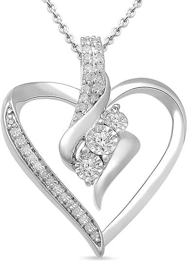 Collana con ciondolo con 3 pietre di diamanti Amazon Essentials (1/4 ct. due), 18"