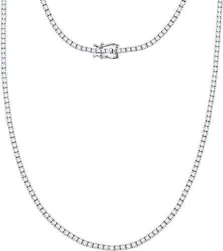 flagship store del marchio Poshadime Collana da tennis con vero diamante da 4,50 carati, gioielli da donna in oro puro 14K (purezza del diamante 12 e colore-H) Collana da 45,72 cm, Metallolo, Diamante