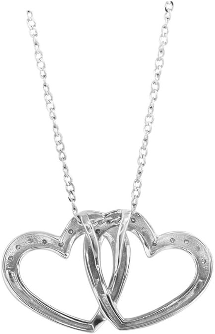 Collana con pendente a cuore e diamanti intrecciati in argento sterling da 1/10 ct (colore IJ, purezza I3), 18" di Brilliant Expressions