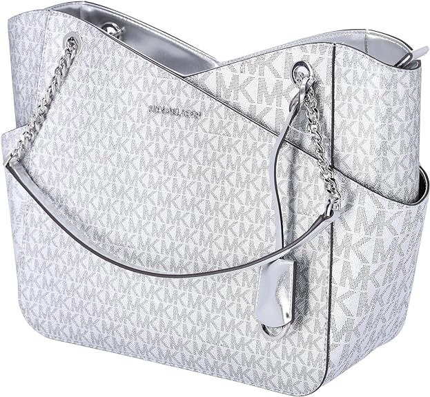 Michael Kors Jet Set Borsa da viaggio con tracolla a catena grande Borsa MK firmata in metallo