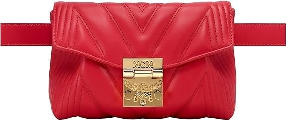 MCM MCM Women's Patricia Red Quilted Leather Crossbody Belt Bag