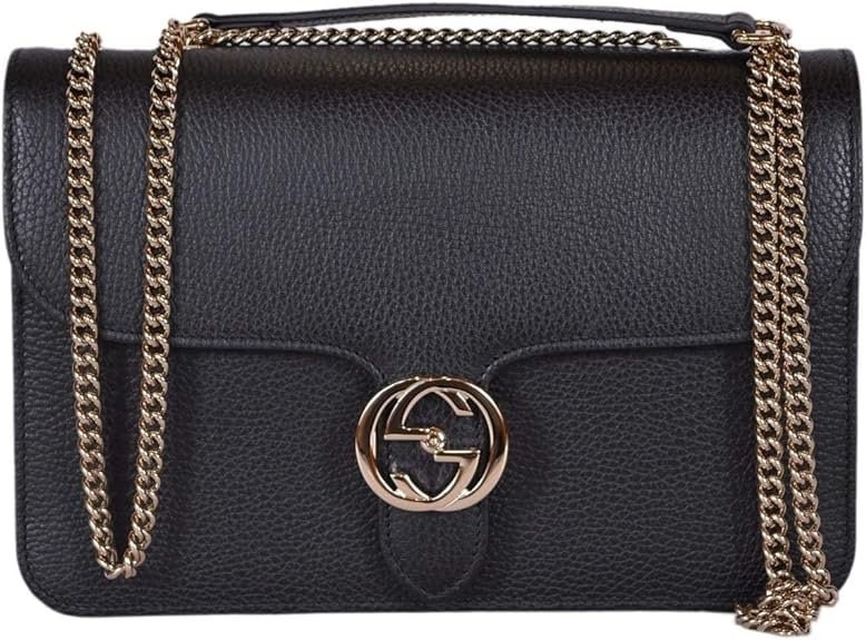 GUCCI Borsa a tracolla da donna in pelle nera 510304 Interlocking GG Nuova