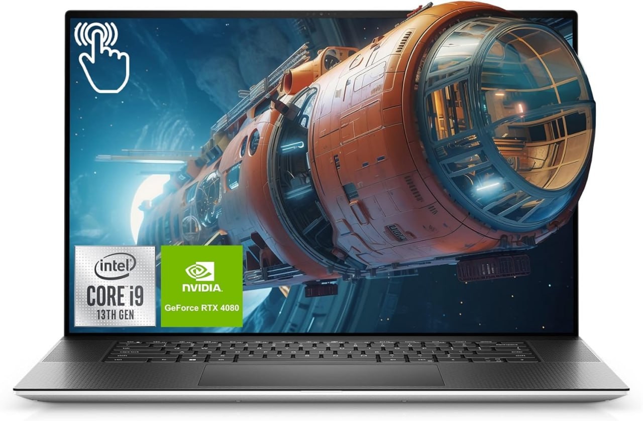 Laptop Dell XPS 17, Intel Core i9-13900H, RAM DDR5 da 64 GB, SSD da 1 TB, touchscreen UHD+ da 17 pollici, NVIDIA GeForce RTX 4080, tastiera retroilluminata, Windows 11 Home, Argento platino
