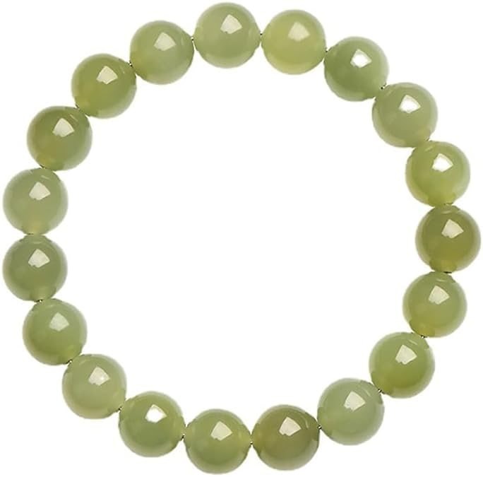 Bracciale da donna in giada bianca Neademite da donna, squisito braccialetto in giada verde Hetian con perline regalo per gioielli da donna e ragazza, 18k