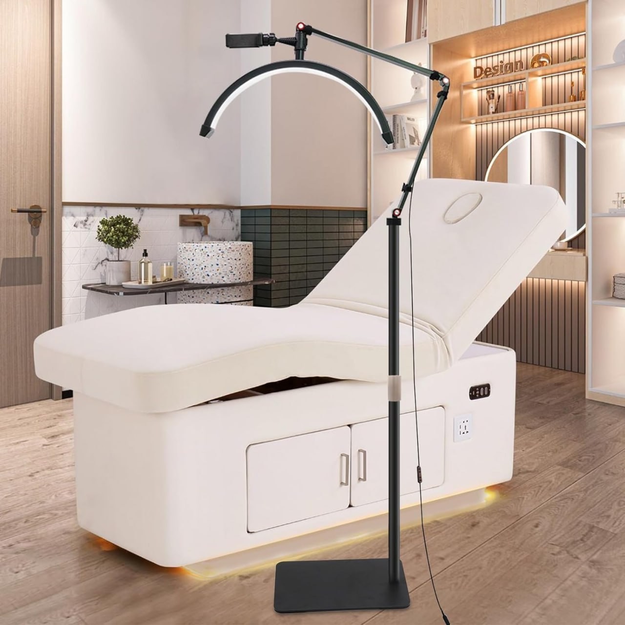 Lampada da terra per ciglia DESGNT, lampada a mezzaluna per extension ciglia, bellezza, cura della pelle, ciglia, sopracciglia, artisti.