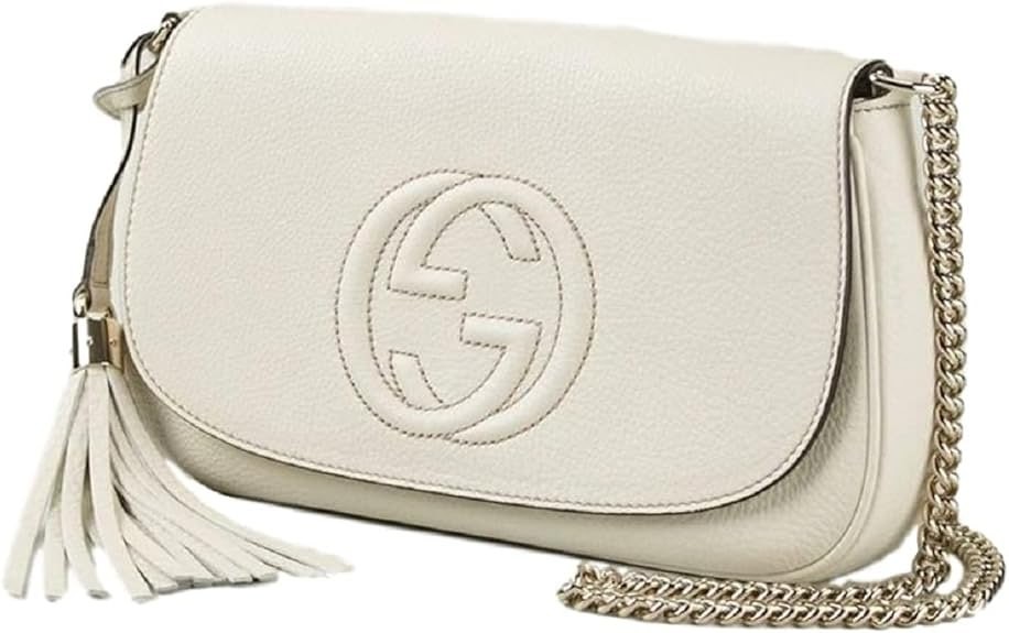 GUCCI Gucci Soho Borsa a tracolla in pelle bianca Borsa a tracolla Borsa italiana avorio GG Nuovo