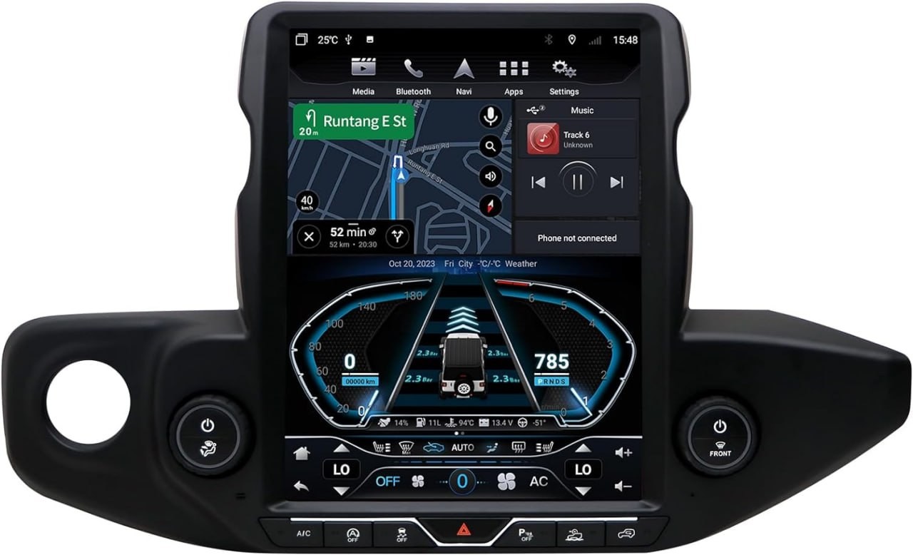 La radio stereo E10 è adatta per Jeep Wrangler Gladiator 2018, 2019, 2020, 2021, 2022, 2023 Navigazione con unità principale Android 13 a forma di T con supporto wireless Carplay Bluetooth 5.0 integra